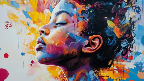 Dreamy portrait bathed in joyful splashes of color and light.