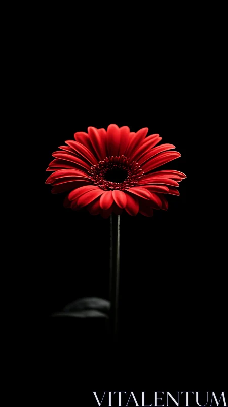 Red Gerbera Daisy with Dark Background