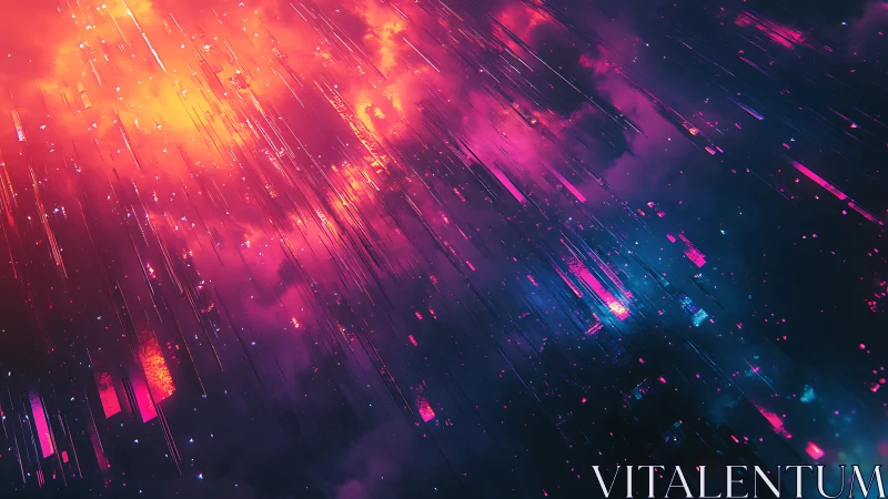 Neon Meteor Codefall Across a Synthwave Storm Sky.