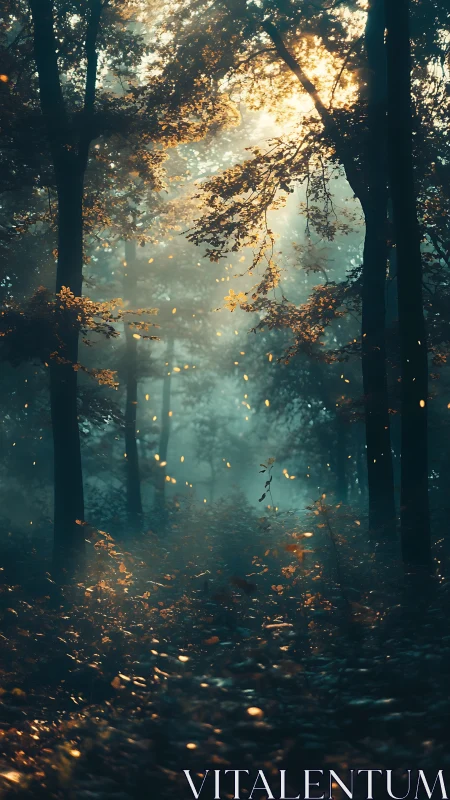 Autumnal Forest Canopy with Volumetric Light Rays and Atmospheric Diffusion
