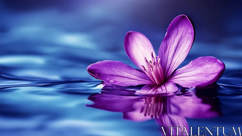 Purple Flower Floating on Water Surface