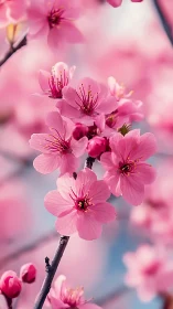 Pink Cherry Blossoms in Spring Bloom.