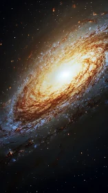 Edge-on spiral galaxy with dense yellow core and extended dust lanes