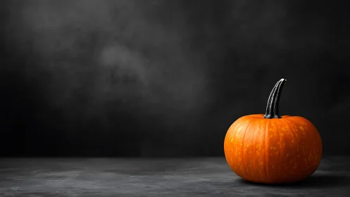 Vibrant pumpkin glows softly against a moody dark backdrop