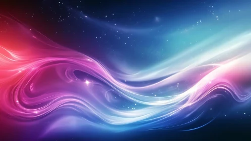 Colored light trails form abstract flowing bands in space