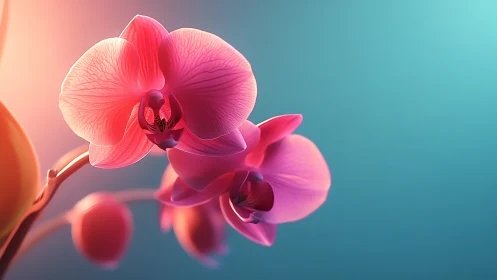 Phalaenopsis Orchid Specimen with Gradient Backlighting and Chromatic Aberration.