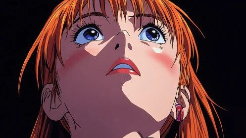 Low-angle anime portrait isolates emotional gaze and specular light