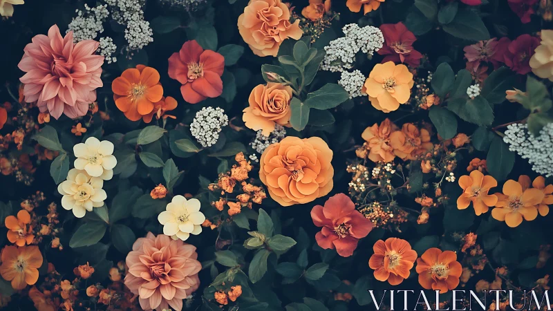 Lush Garden Symphony: Vibrant Florals in Moody Bloom.