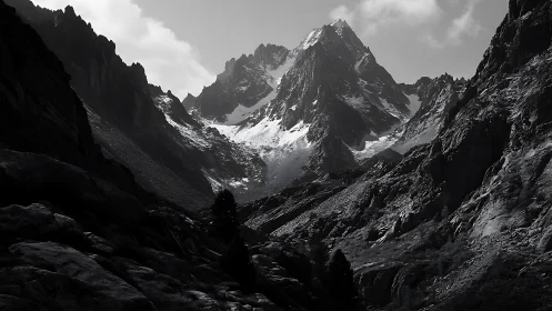 Mountain cathedral carves stark light from glacial shadow