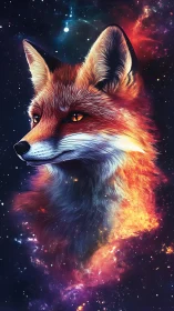 Astrophysical vulpine portrait with nebular plasma mane.