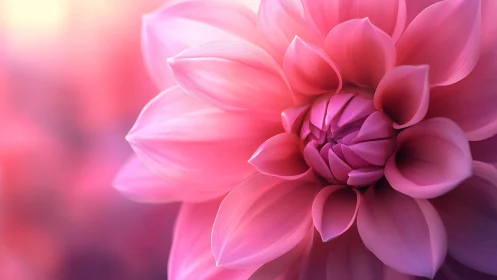 Pink Dahlia Bloom in Soft Focus Light.
