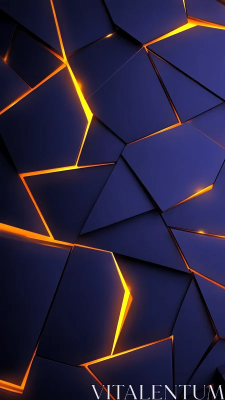 Geometric panels with internal orange illumination are shown