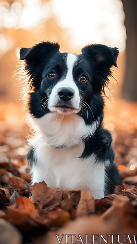 Bright-eyed border collie enjoying a golden autumn day.