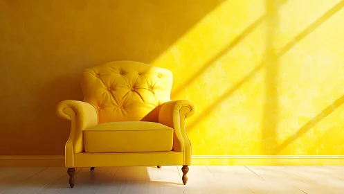 Yellow armchair in high-key interior lighting study