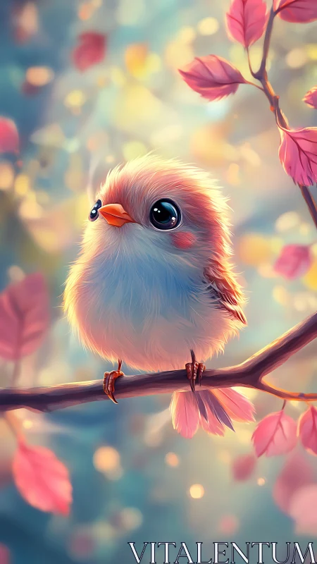 Soft-lit fluffy songbird rendered with high-detail digital painting