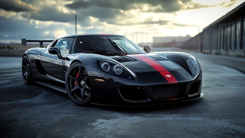 Midnight track predator in black gloss with burning red stripe.