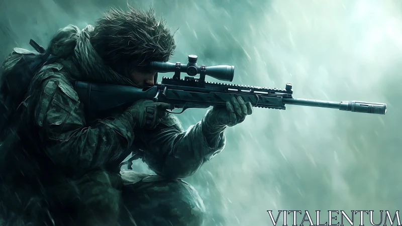 Sniper in Position: Tactical Combat Ready.