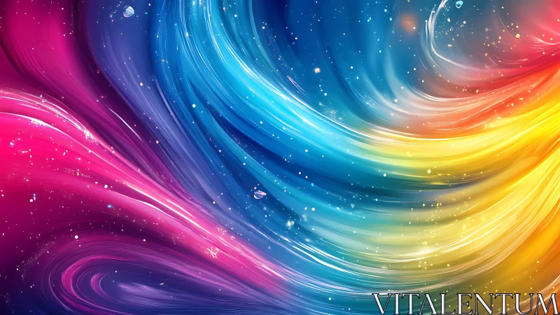 Digital painting spectrum vortex with flowing light trails.