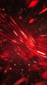 Crimson light shards explode across a dark abstract field.