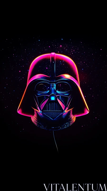 Neon-outlined sci‑fi helmet rendered with retrofuturistic glow gradients