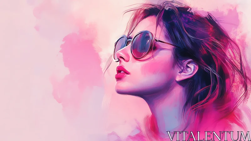 Sunlit daydream girl in bold pink and purple shades.