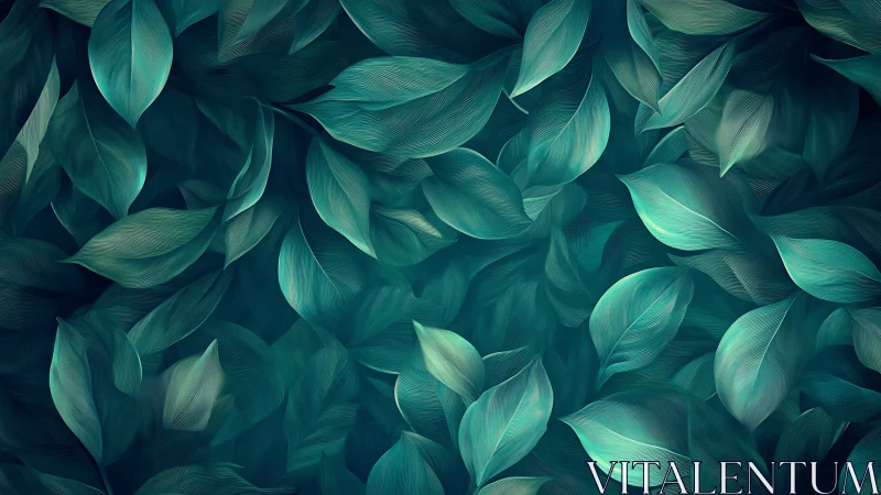 Teal foliage drifts across a dreamy abstract forest field.