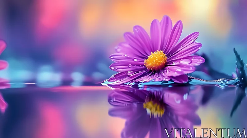 Purple Daisy Reflects Vibrant Chromatic Gradient.