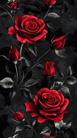Stunning Red Roses Bloom Against Dramatic Dark Backdrop