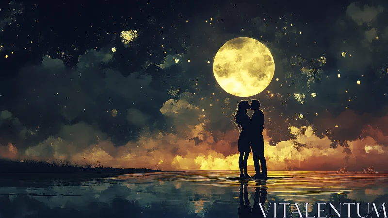 Two Hearts Under the Moon's Golden Glow.