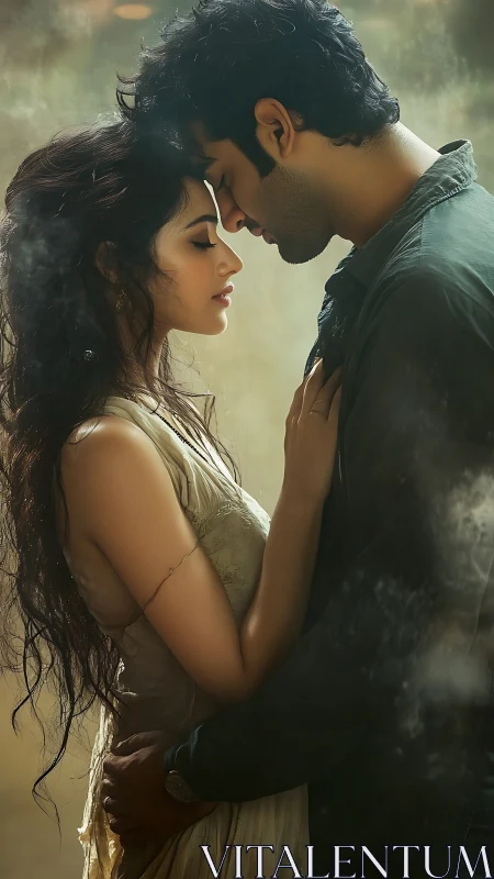 Intimate Moment Between Two People in Golden Light.