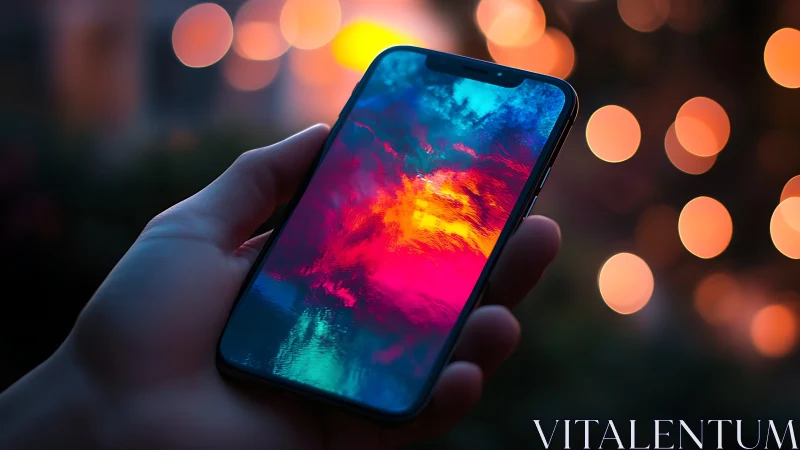 Neon Heat Map Display on Smartphone Screen.