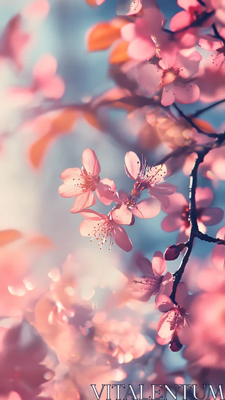 Soft-Focus Cherry Blossom Clusters with Bokeh Atmospheric Rendering.