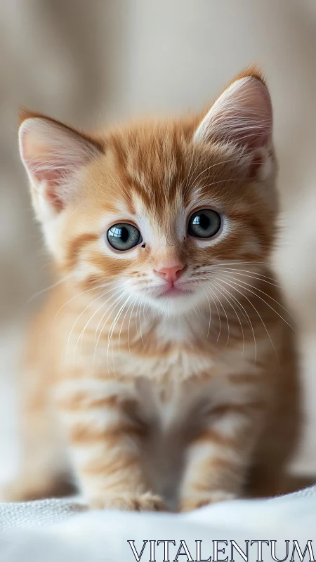 Orange Tabby Kitten with Hyperrealistic Ocular Detail and Soft Diffusion.