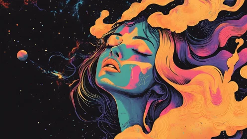 Dreamy cosmic portrait lets color and stardust gently flow