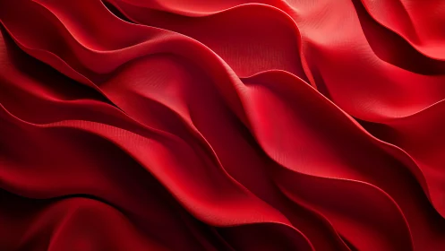 Crimson fabric waves flow in soft sculptural folds.