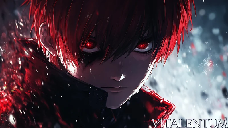 Chromatic red-eyed antihero under particulate dispersion field.