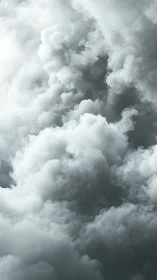 Dramatic storm clouds billow upward in a moody gray sky