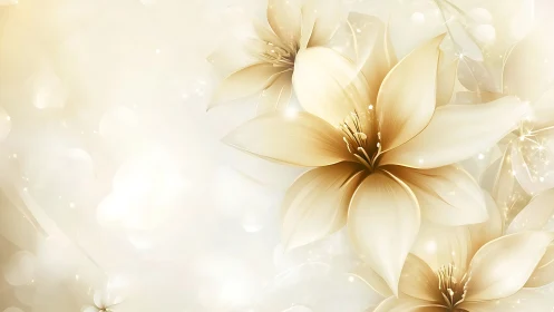 Elegant Cream Flowers Blooming in Soft Golden Light