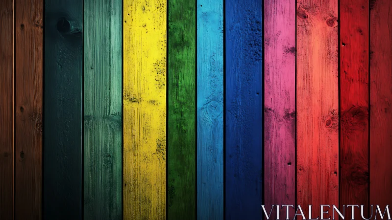 Vertical chromatic timber panels in high-contrast alignment.