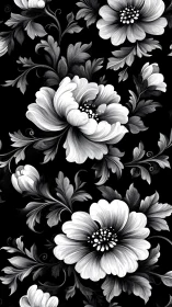 Monochromatic Botanical Composition with Ornamental Dahlias Against Black