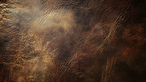 Aged brown leather surface with high-contrast creased patina