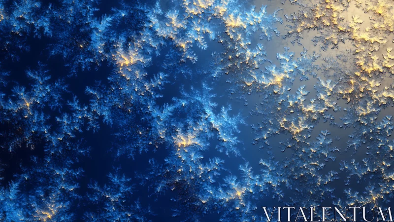 Frozen starlight blooms as fractal frost across midnight blue