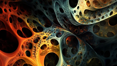 Fractal vortex ribbons twist through molten light and shadow