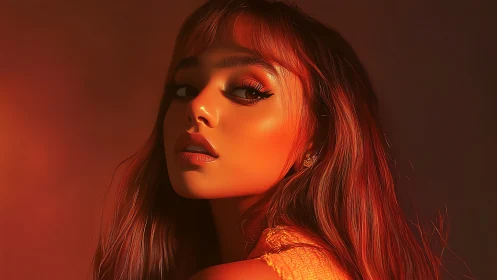 Digital painting portrait with warm cinematic rim lighting focus.