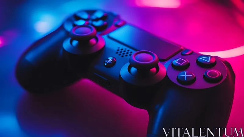 Vibrant Gaming Controller Glowing in Neon Lights.