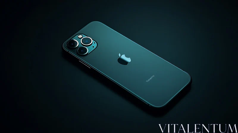 Emerald device floats in shadow with triple-lens ambition gleaming.