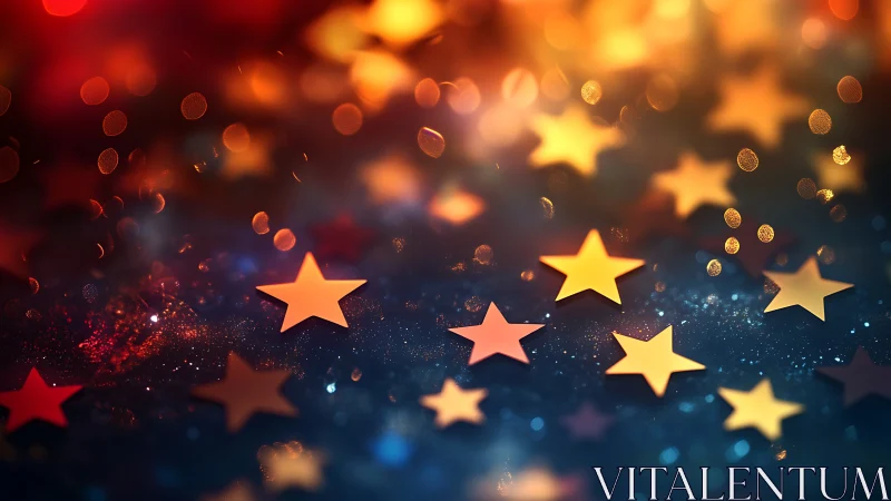 Defocused bokeh starfield with warm spectral gradient lighting.