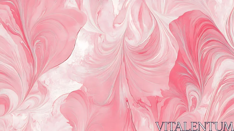 Pink and white marbled fluid pattern with feathered swirls.