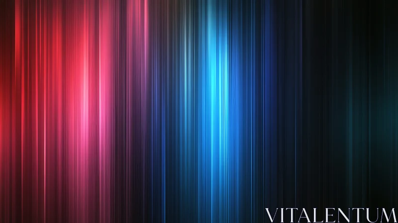 Vertical neon light streaks in red and blue gradient background.