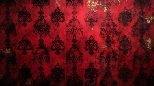 Baroque shadows on crimson velvet wall whispering secrets.